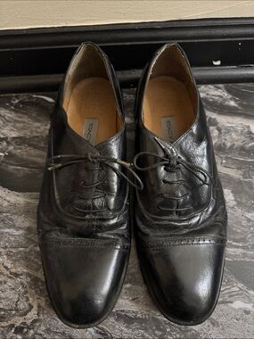 Stacy Adams Black Leather Cap-Toe Derby